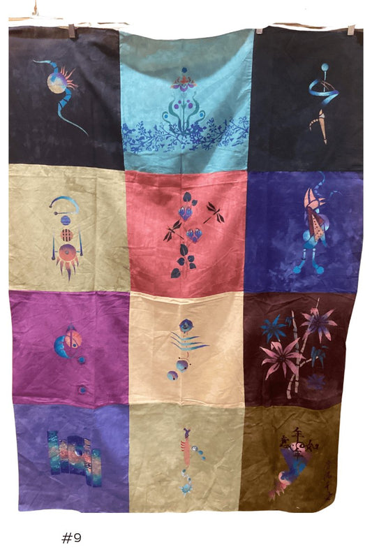 12 Panel Hand dyed, Hand painted pieces - Steel Pony