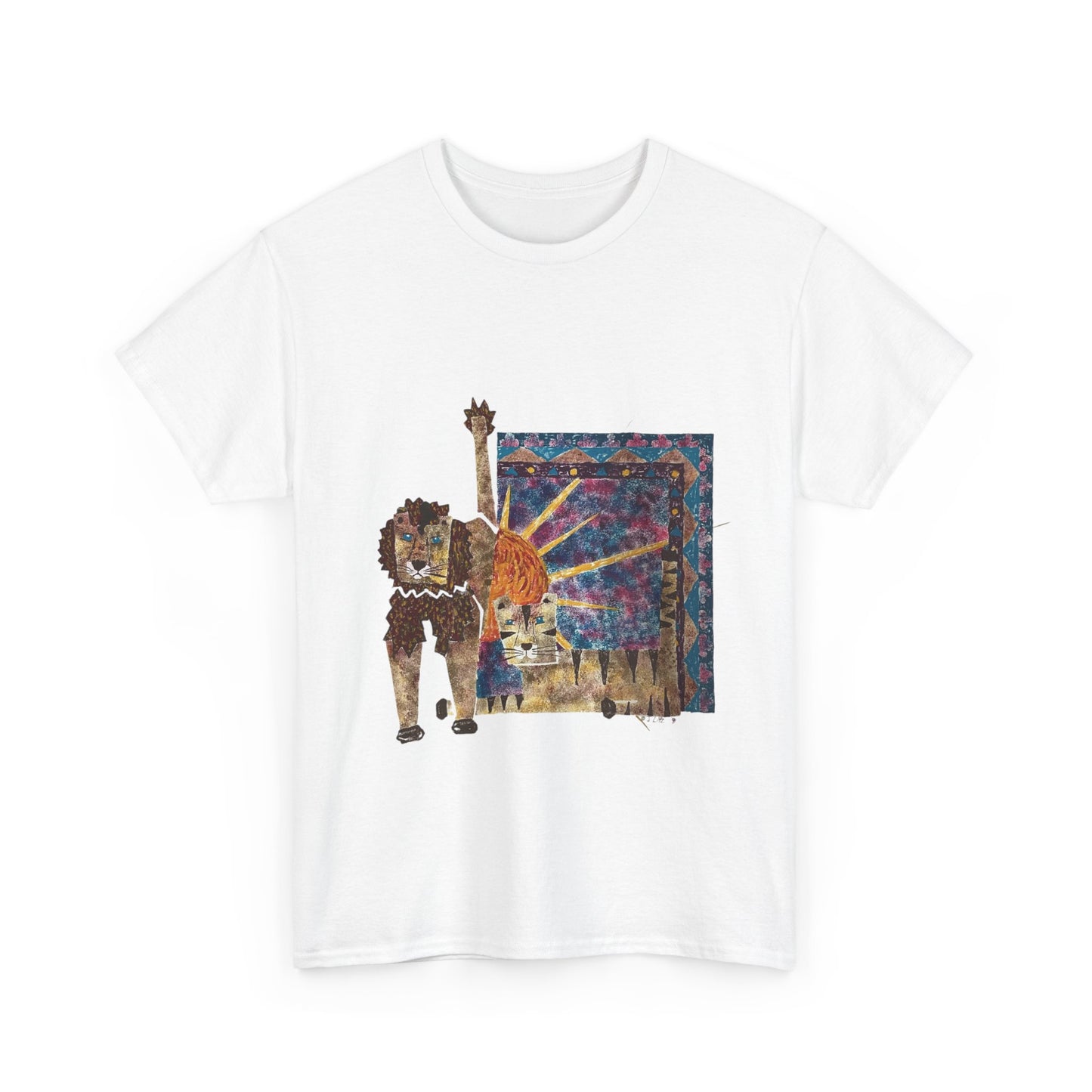 Strength & Reflection | Majestic Lions Abstract Art Unisex T-Shirt
