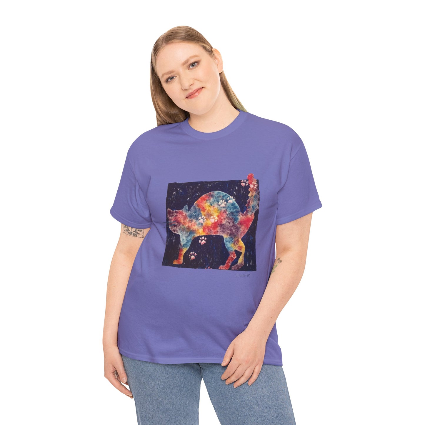 Cosmic Paws | Vibrant Galaxy Cat Art Unisex T-Shirt