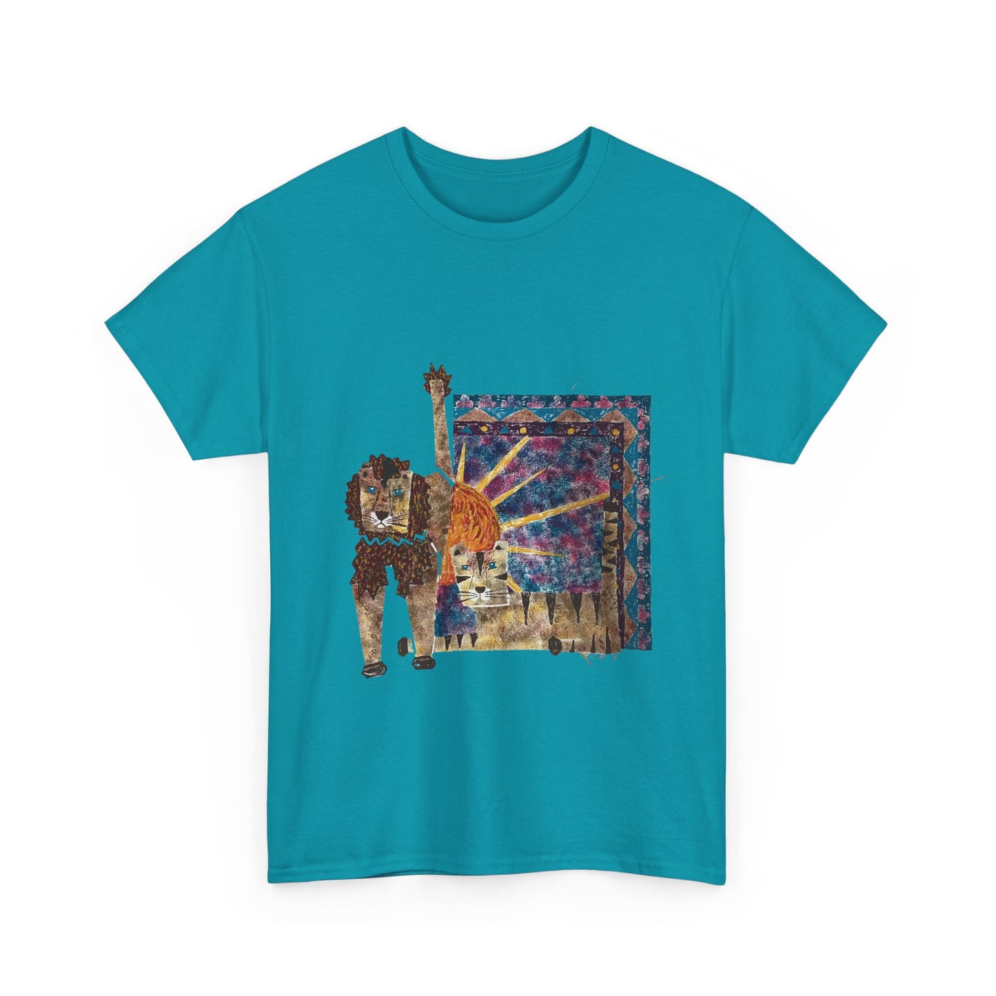 Strength & Reflection | Majestic Lions Abstract Art Unisex T-Shirt