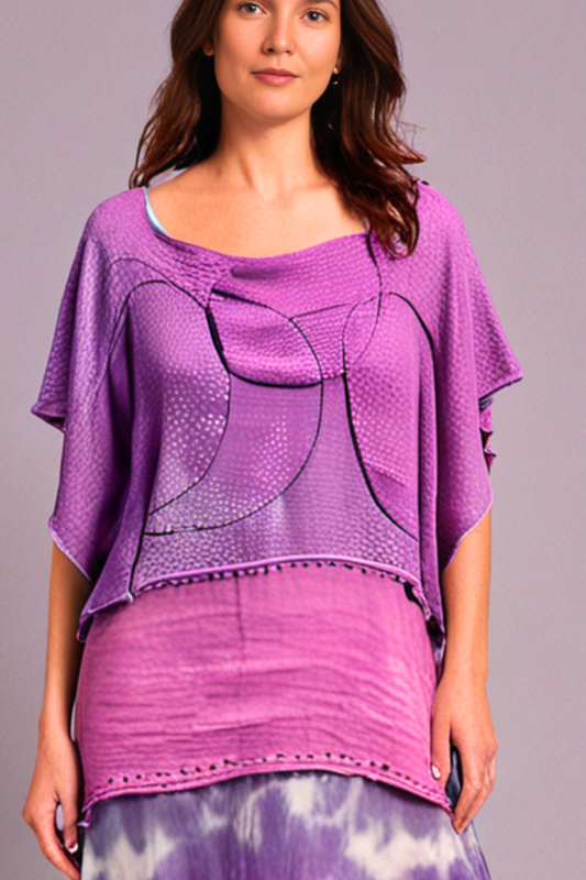 Embroidered Odette Cotton Mixed Texture Topper Vest One Size