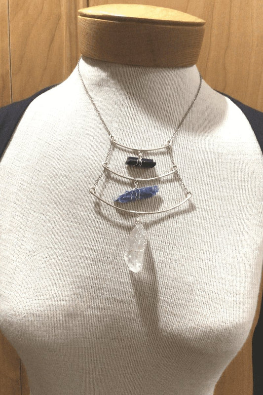 3 tier Crystal necklace - Steel Pony