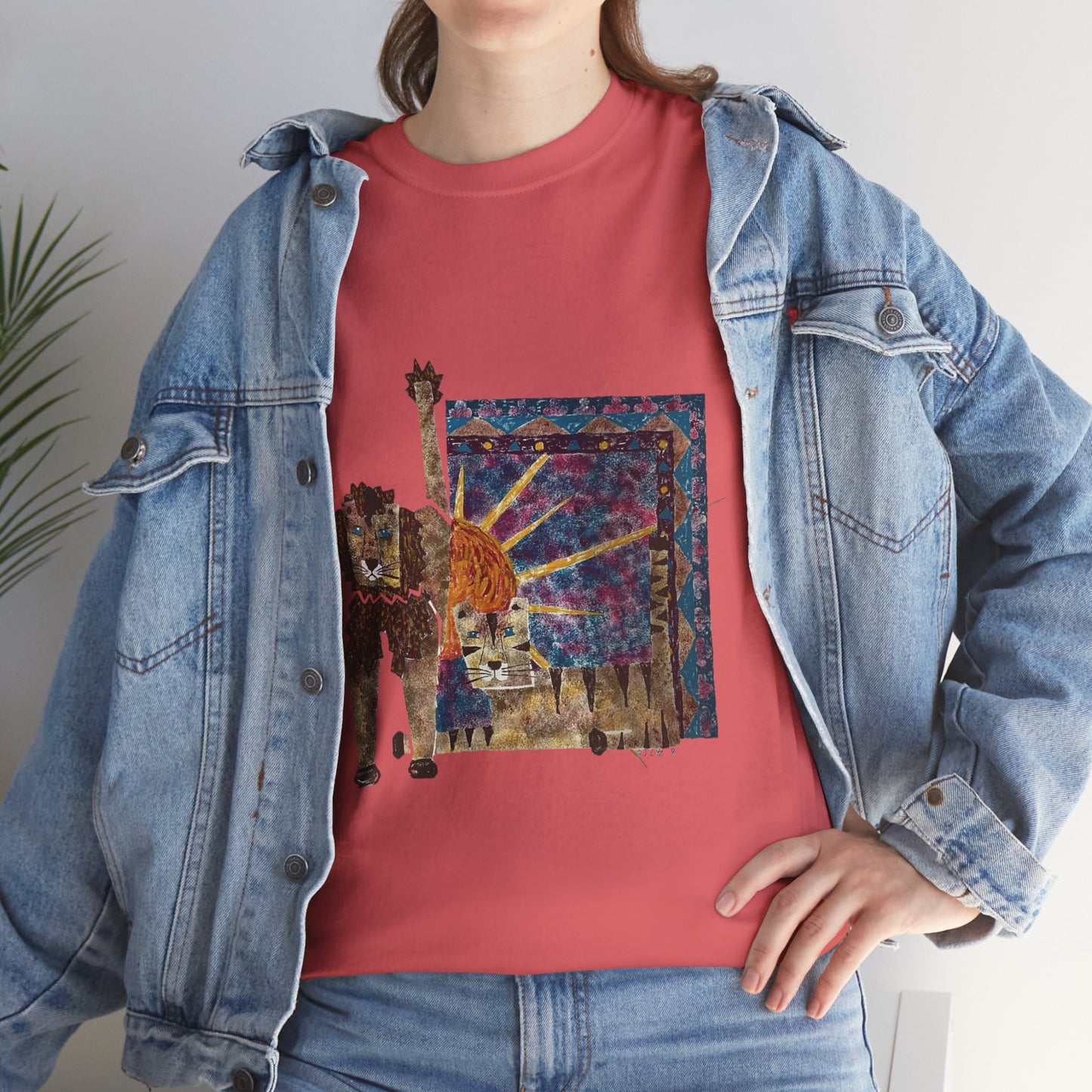 Strength & Reflection | Majestic Lions Abstract Art Unisex T-Shirt