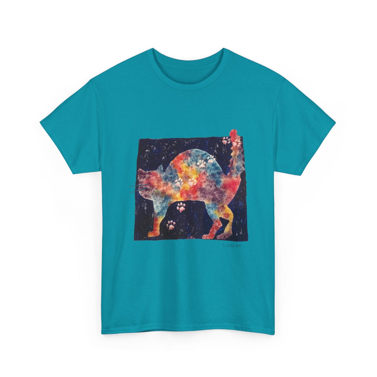 Cosmic Paws | Vibrant Galaxy Cat Art Unisex T-Shirt