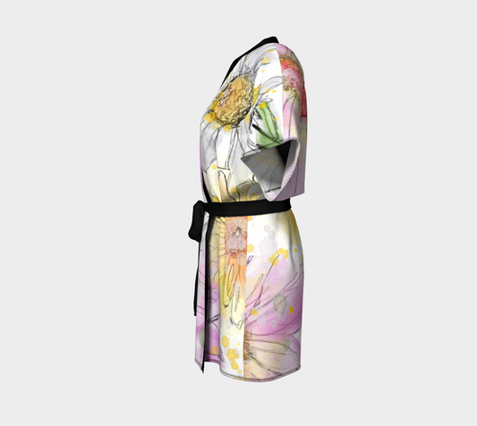 Spring Flowers Silk Kimono Robe