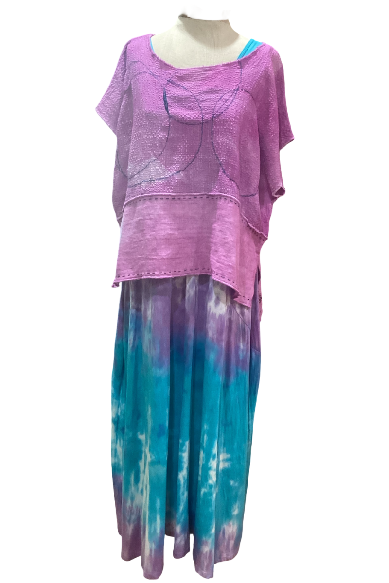 Embroidered Odette Cotton Mixed Texture Topper Vest One Size
