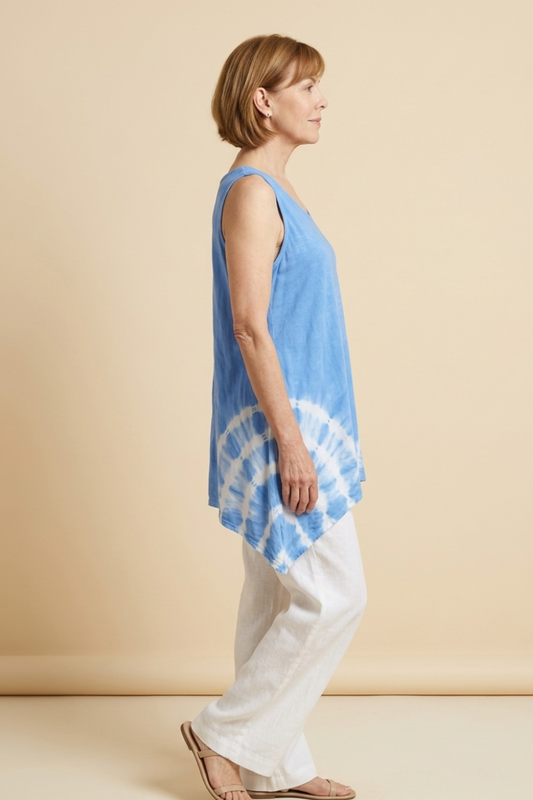 Astrid A-Line Tank in Thalo Blue