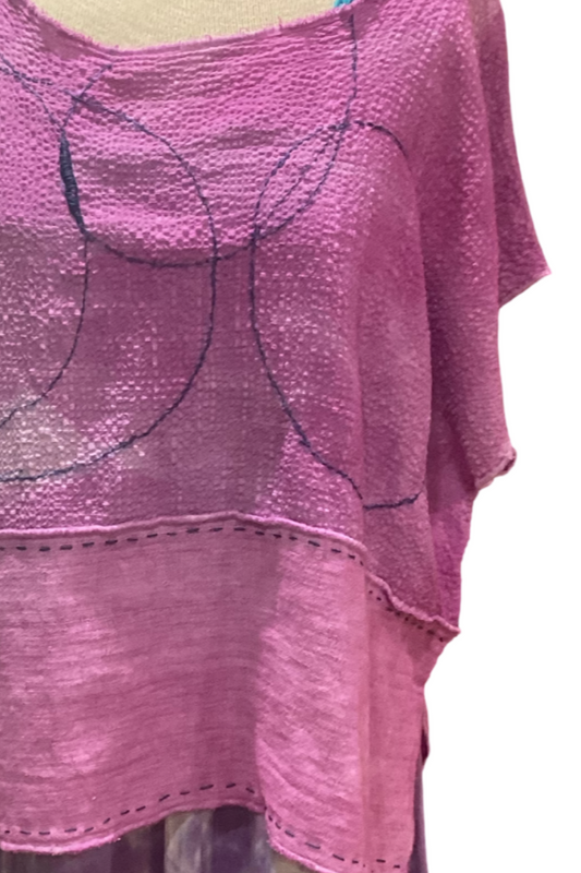 Embroidered Odette Cotton Mixed Texture Topper Vest One Size