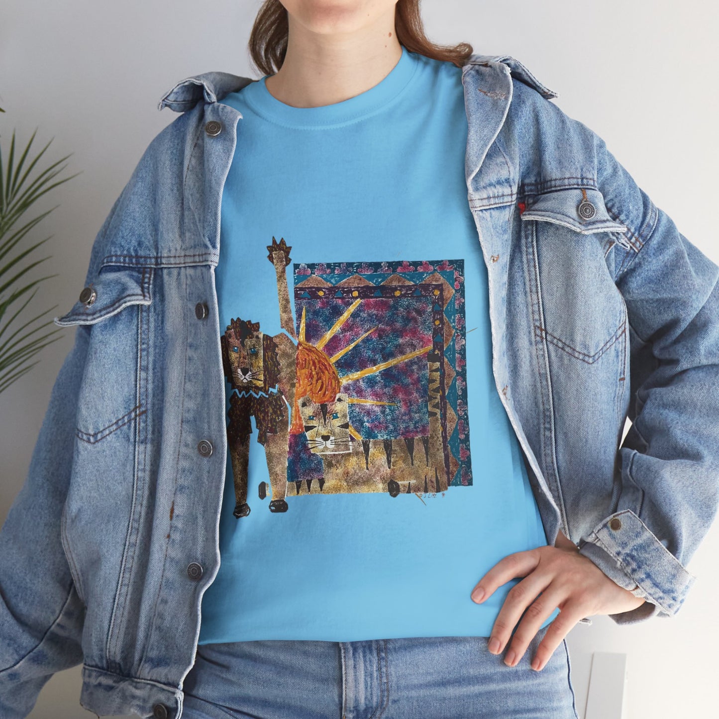 Strength & Reflection | Majestic Lions Abstract Art Unisex T-Shirt