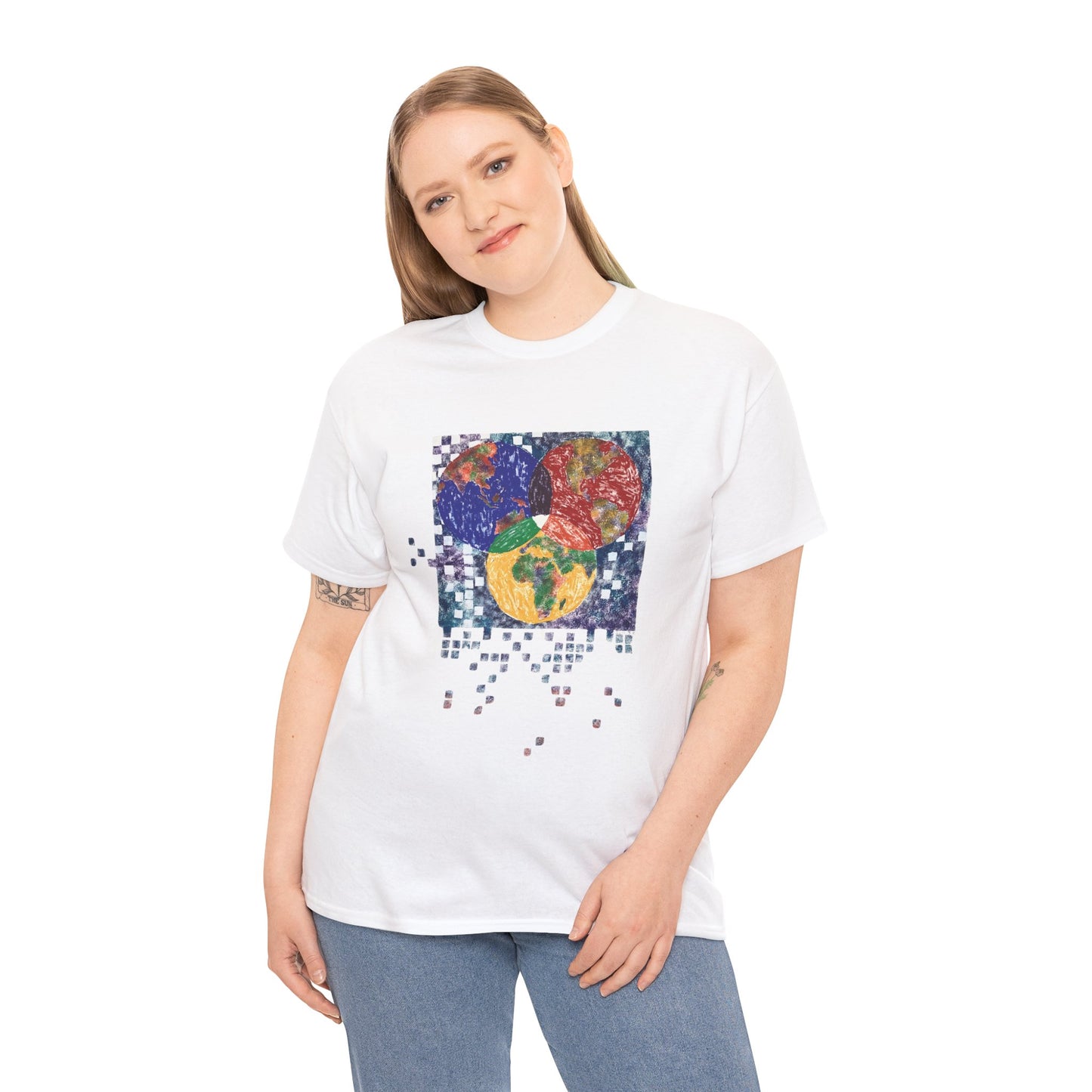Interconnected Worlds | Abstract Earth Art Unisex Cotton T-Shirt