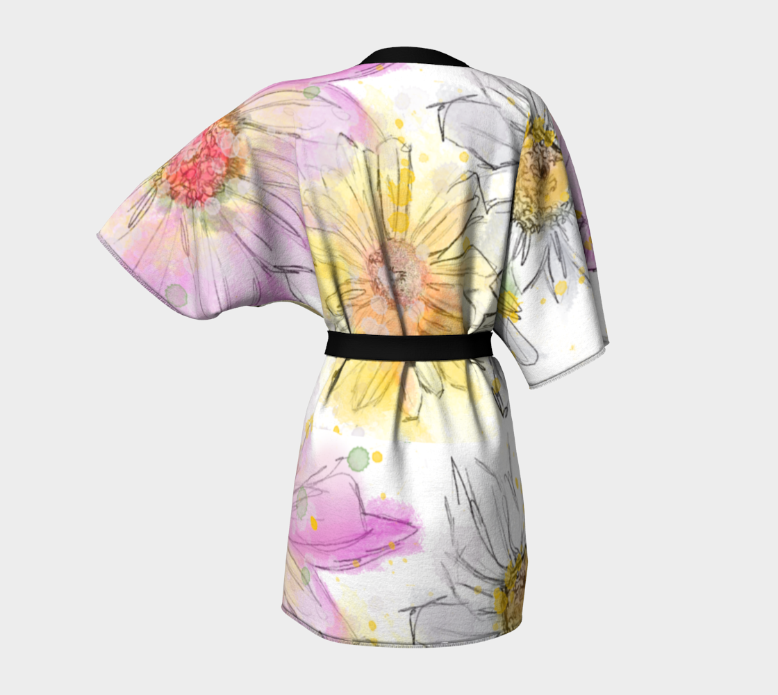 Spring Flowers Silk Kimono Robe
