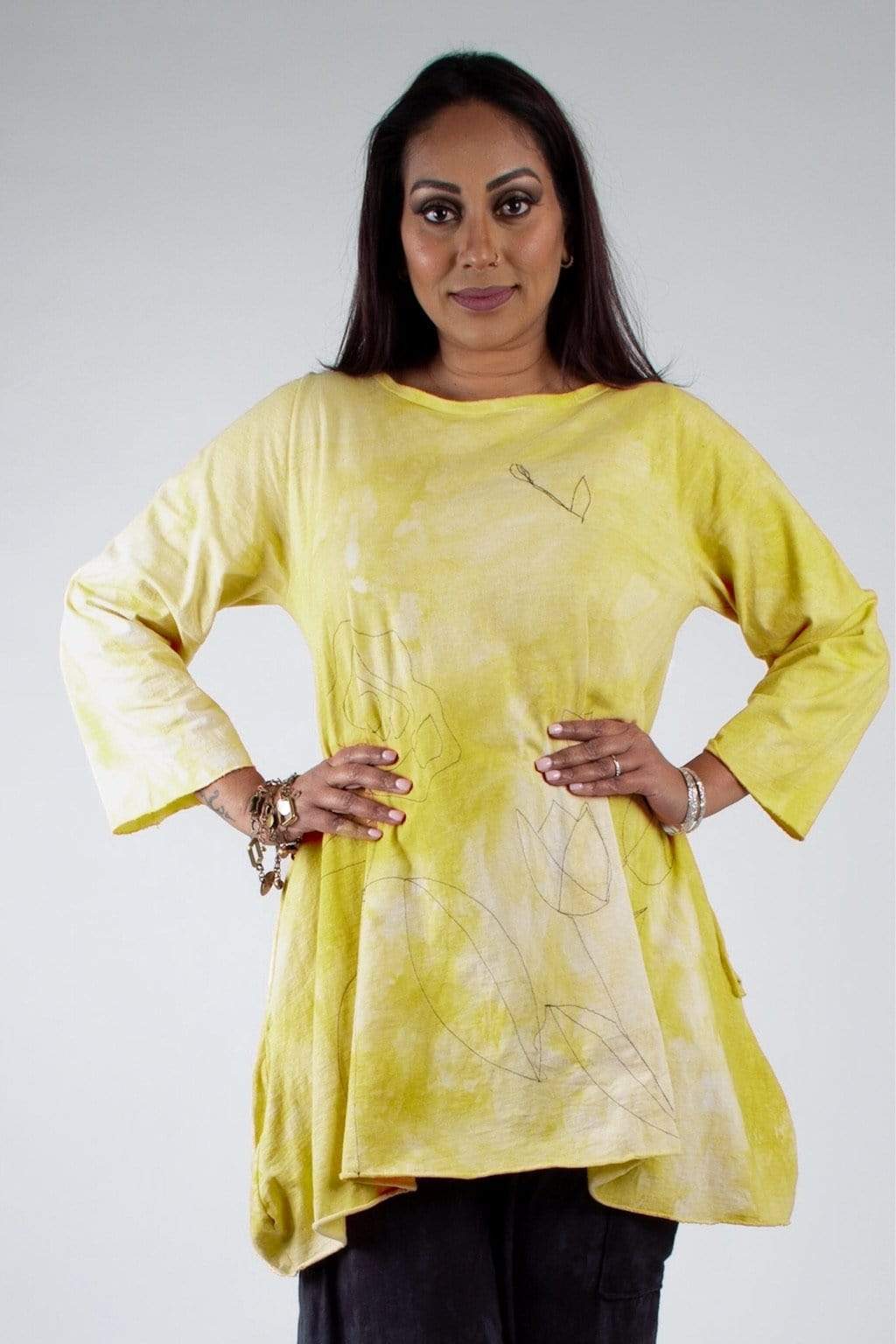 Genevieve Cotton Tunic with Embroidery on the Rack - Steel Pony