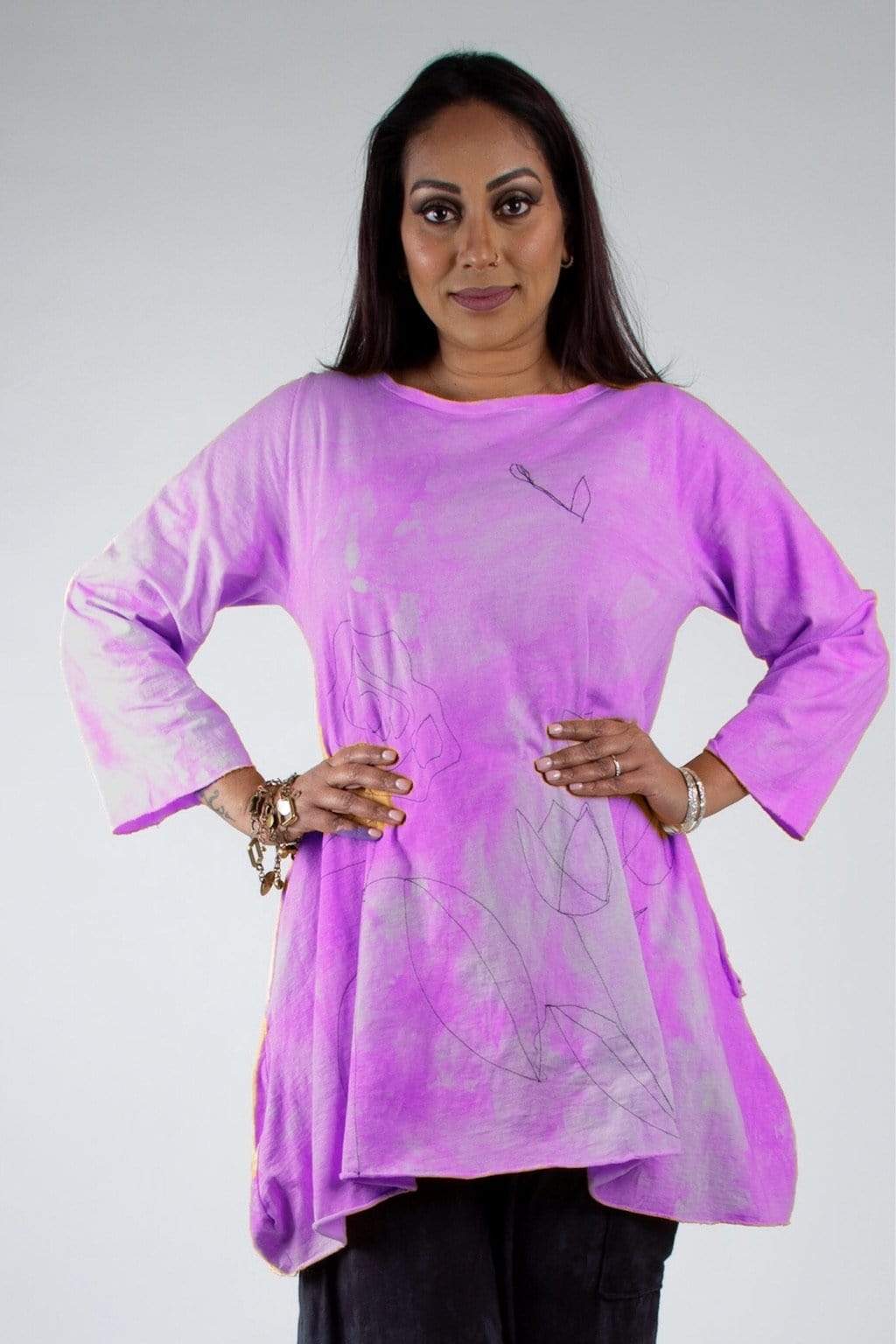 Genevieve Cotton Tunic with Embroidery on the Rack - Steel Pony