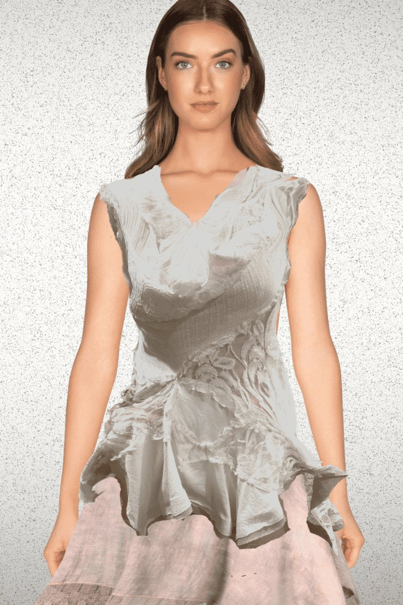 Goddes tank One of a Kind Lace, Cotton and Linen - Steel Pony