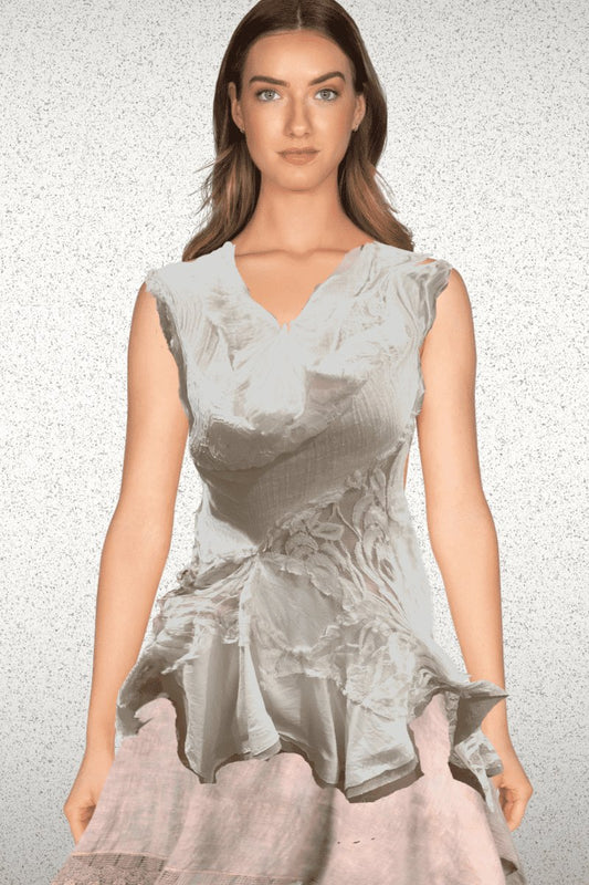 Goddes tank One of a Kind Lace, Cotton and Linen - Steel Pony