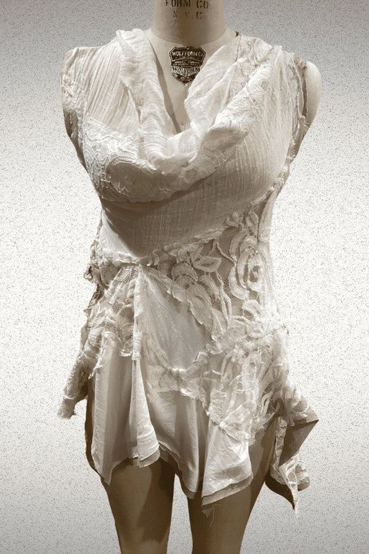 Goddes tank One of a Kind Lace, Cotton and Linen - Steel Pony