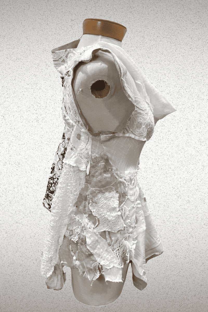 Goddes tank One of a Kind Lace, Cotton and Linen - Steel Pony
