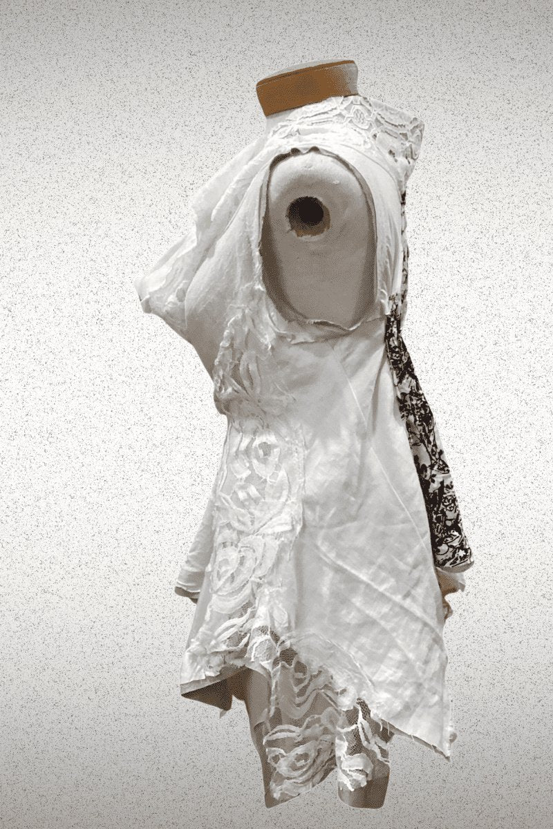 Goddes tank One of a Kind Lace, Cotton and Linen - Steel Pony