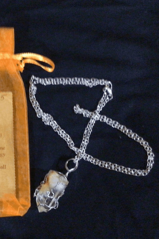 Inclusion quartz Crystal Necklace - Steel Pony
