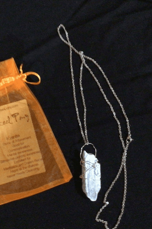 Kyanite Healing Crystal Necklace - Steel Pony