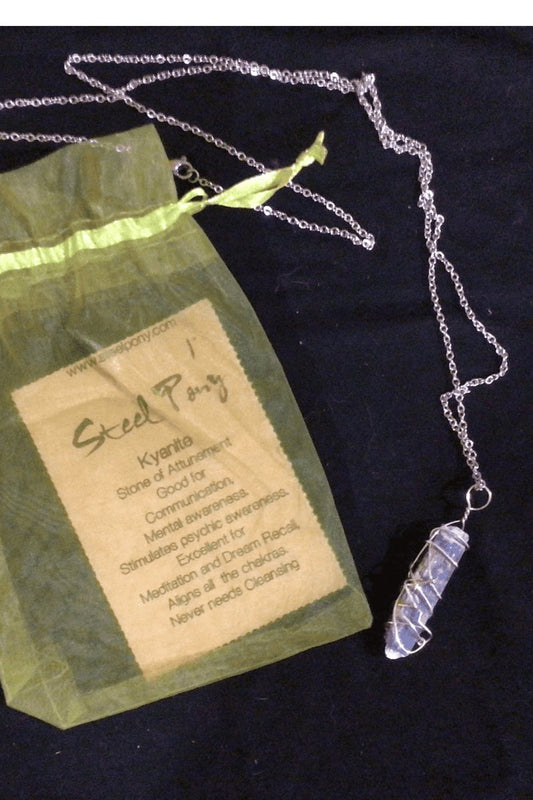 Kyanite Healing Crystal Necklace - Steel Pony