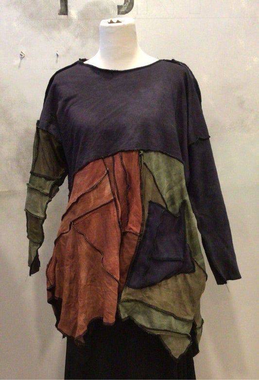 Multi color Hand made Patchwork Tunic - Steel Pony