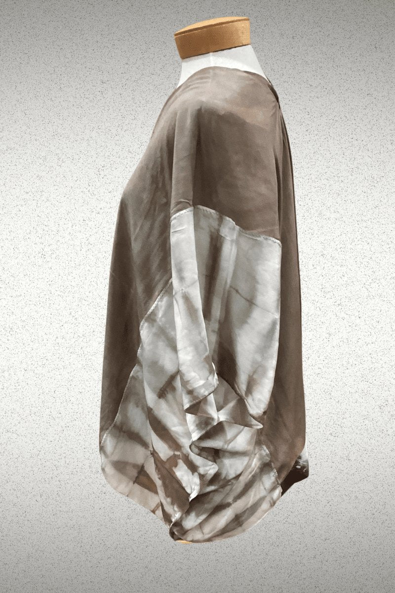 Neural Color Blocked Silk Kimono Jacket - Steel Pony