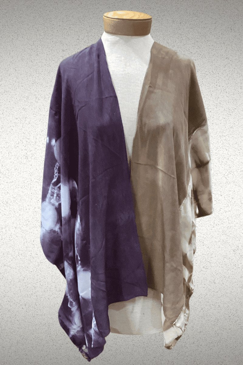 Neural Color Blocked Silk Kimono Jacket - Steel Pony
