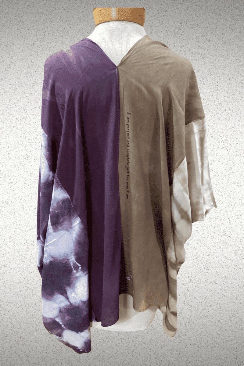 Neural Color Blocked Silk Kimono Jacket - Steel Pony