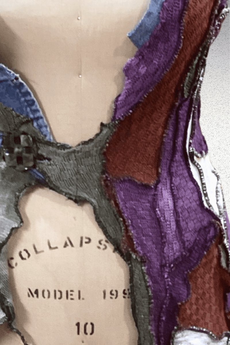 One of a Kind Denim mix sweater vest with vintage button. - Steel Pony