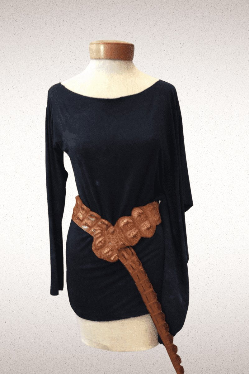 One of a Kind Modal One Sleeve Tunic - Steel Pony