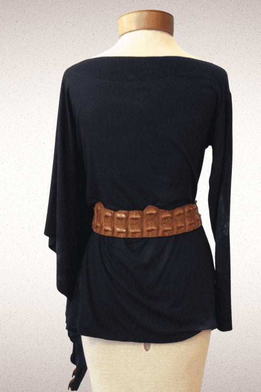 One of a Kind Modal One Sleeve Tunic - Steel Pony