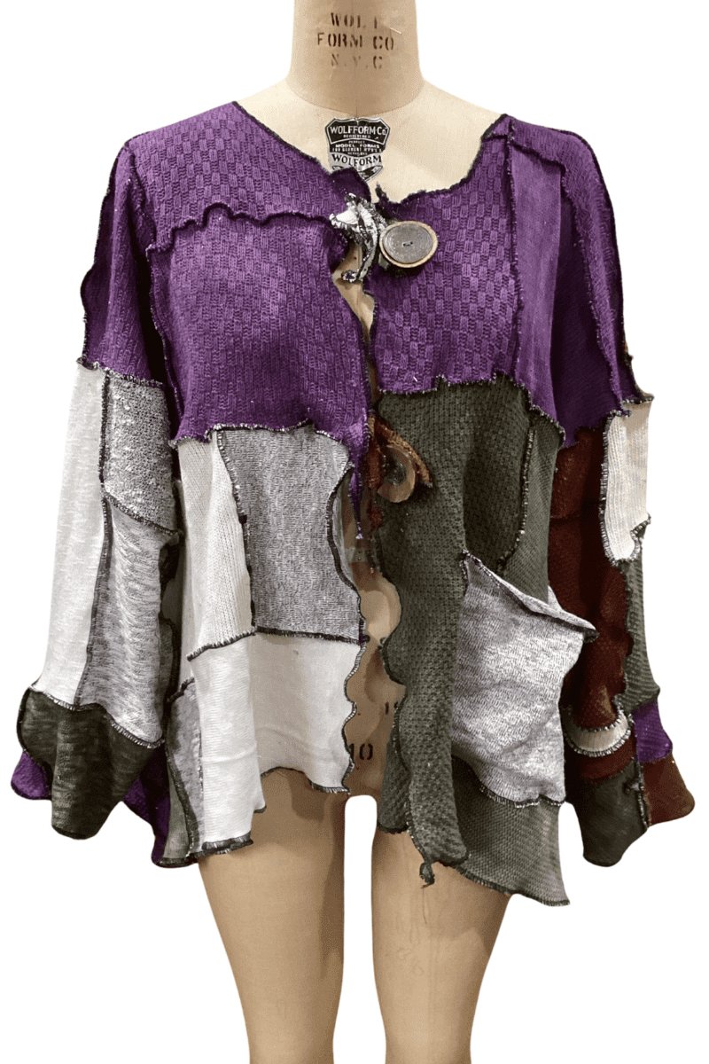 Patchwork Sweater Jacket - Steel Pony