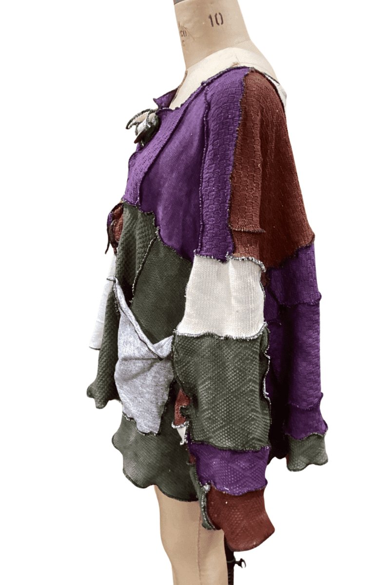 Patchwork Sweater Jacket - Steel Pony