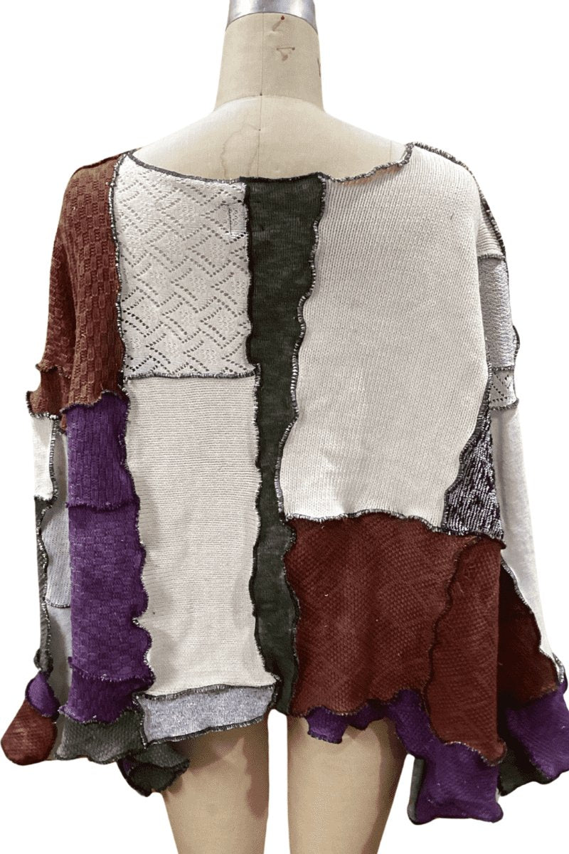 Patchwork Sweater Jacket - Steel Pony