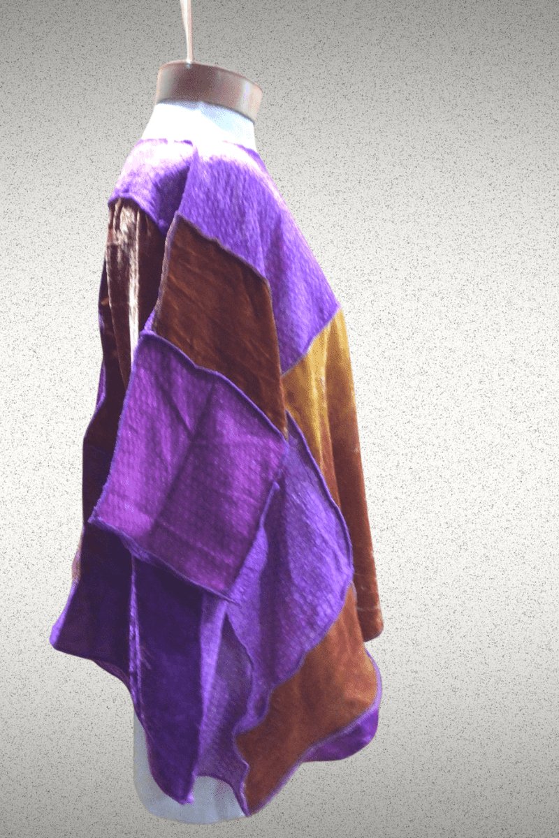 Patchwork Velvet Pullover - Steel Pony