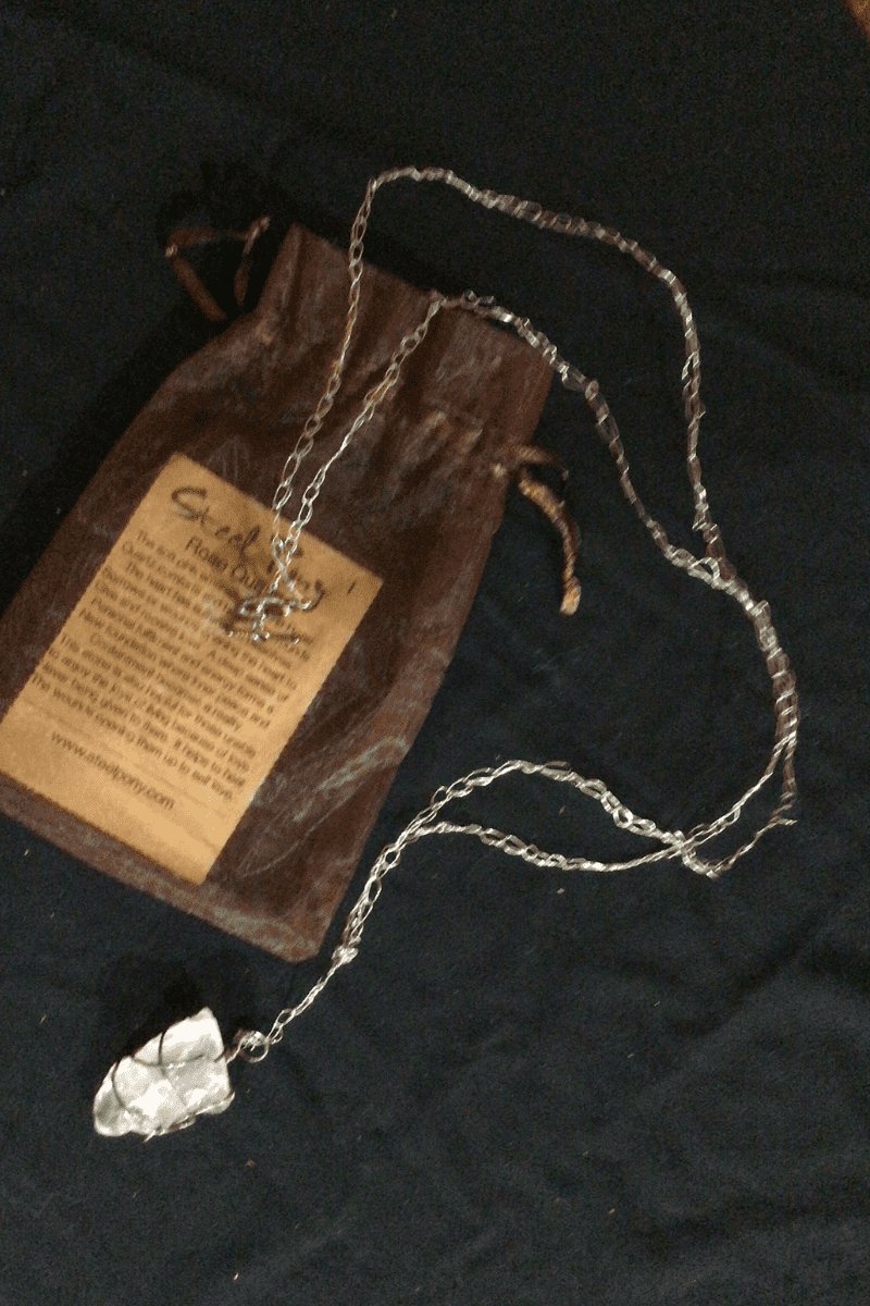 Rose Quartz Crystal Necklace - Steel Pony