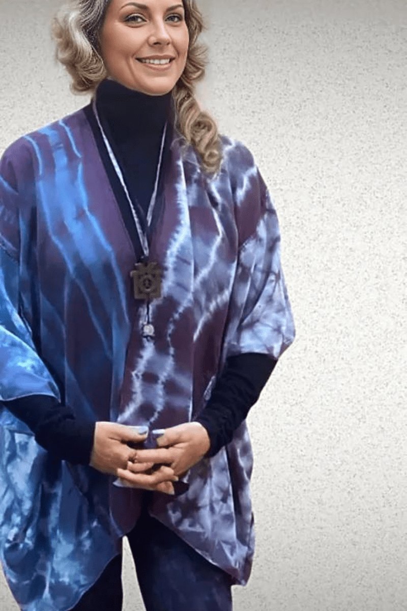 Sheila Mantra Shibori Patchwork dyed Kimono Jacket - Steel Pony