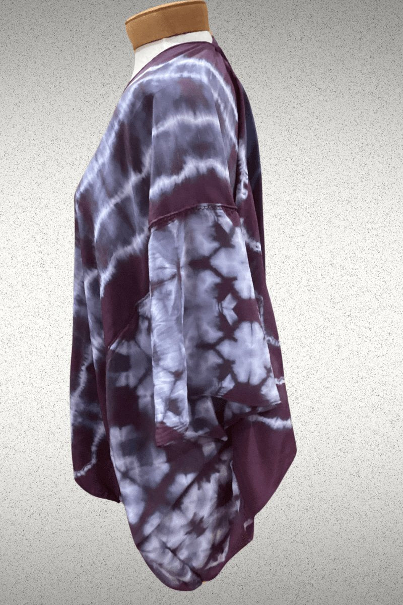 Sheila Mantra Shibori Patchwork dyed Kimono Jacket - Steel Pony