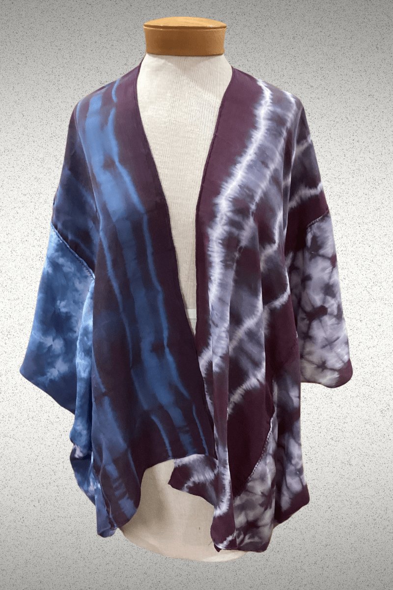 Sheila Mantra Shibori Patchwork dyed Kimono Jacket - Steel Pony