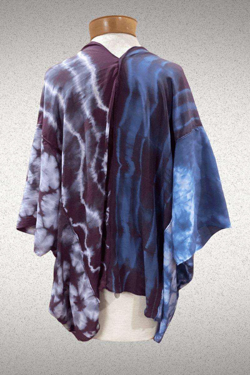 Sheila Mantra Shibori Patchwork dyed Kimono Jacket - Steel Pony