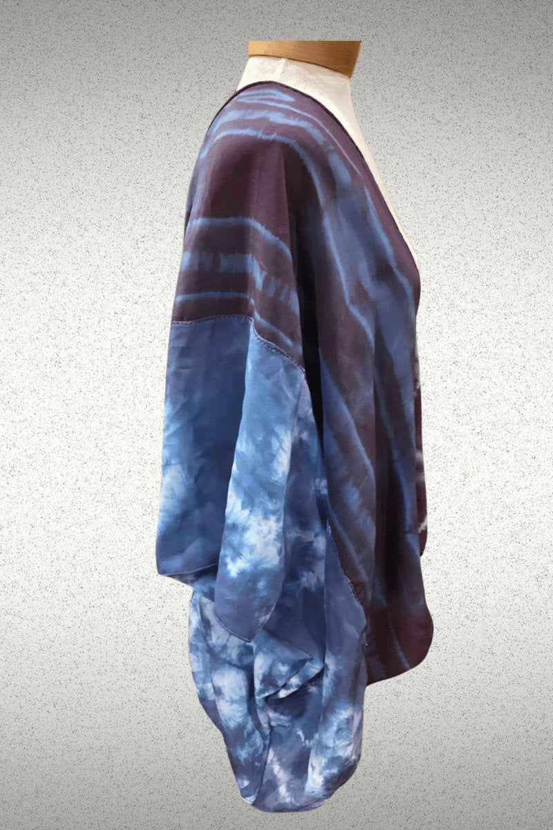 Sheila Mantra Shibori Patchwork dyed Kimono Jacket - Steel Pony