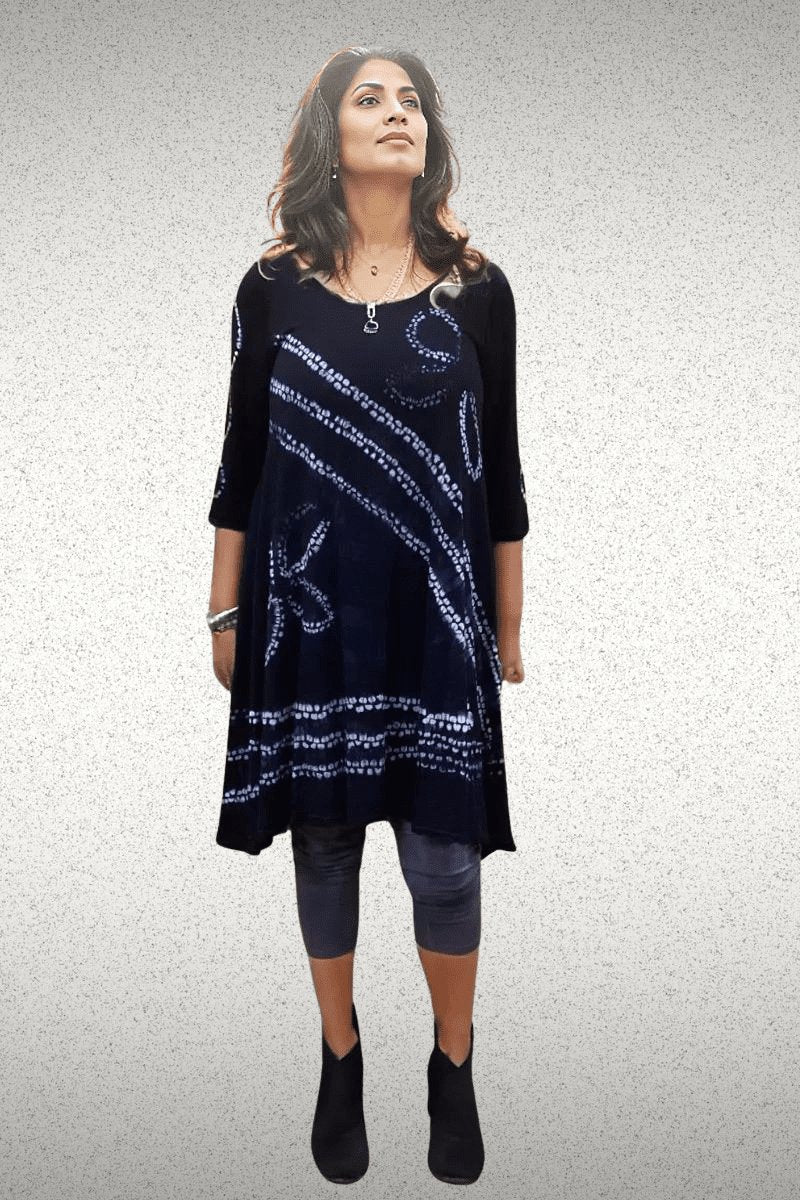 Shibori Stitch design Tabitha Dress - Steel Pony