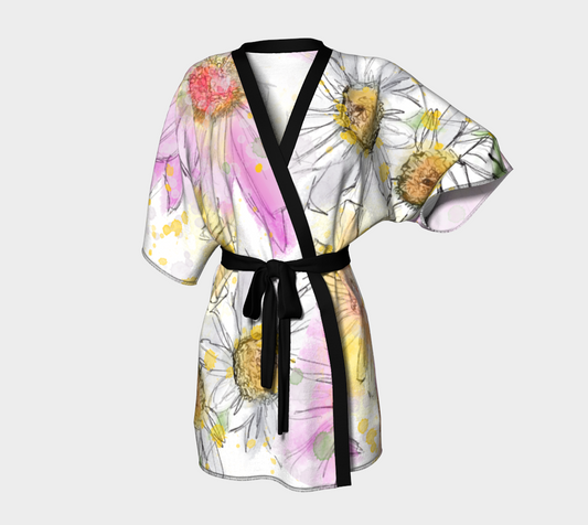 Spring Flowers Silk Kimono Robe