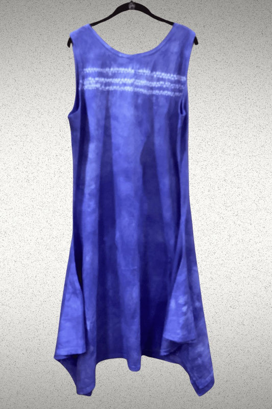 Stitched Shibori Paula Cotton Jersey Dress - Steel Pony