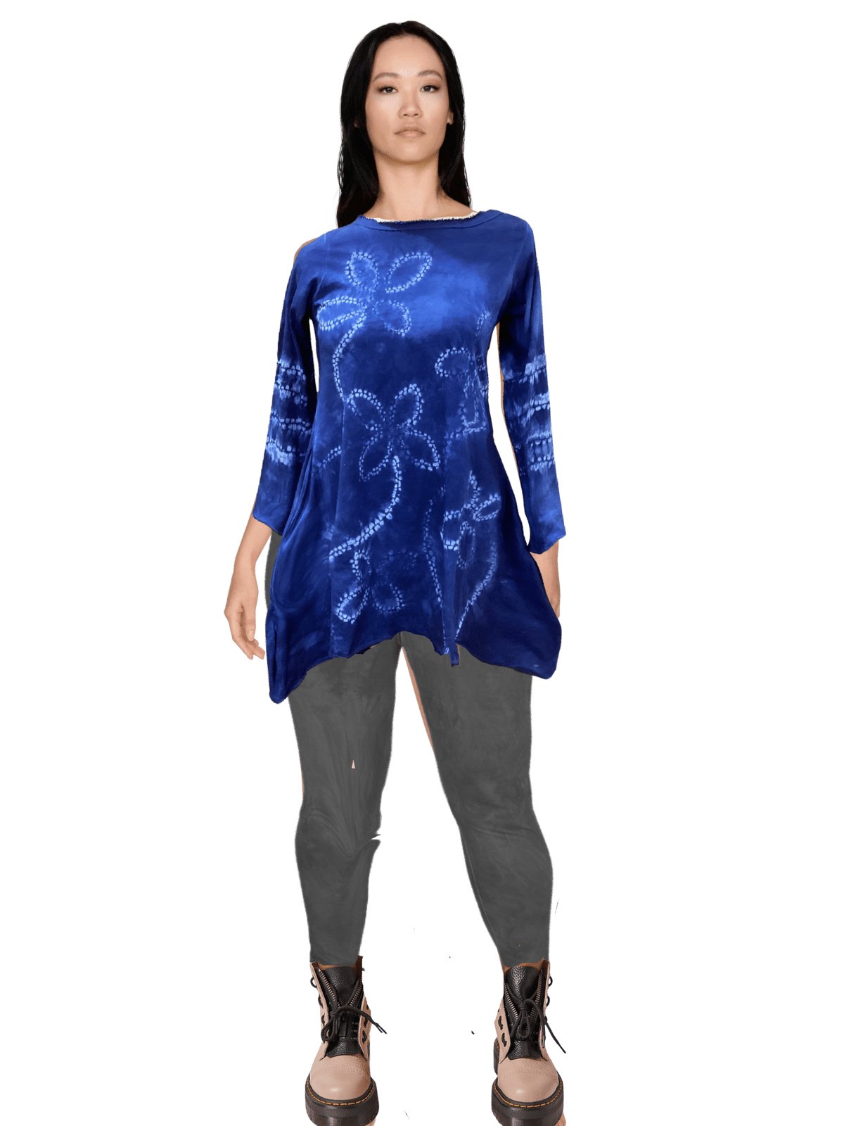 Stitched Shibori Tunic in Cotton - Steel Pony