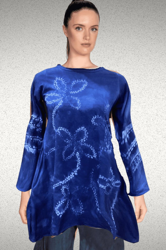 Stitched Shibori Tunic in Cotton - Steel Pony