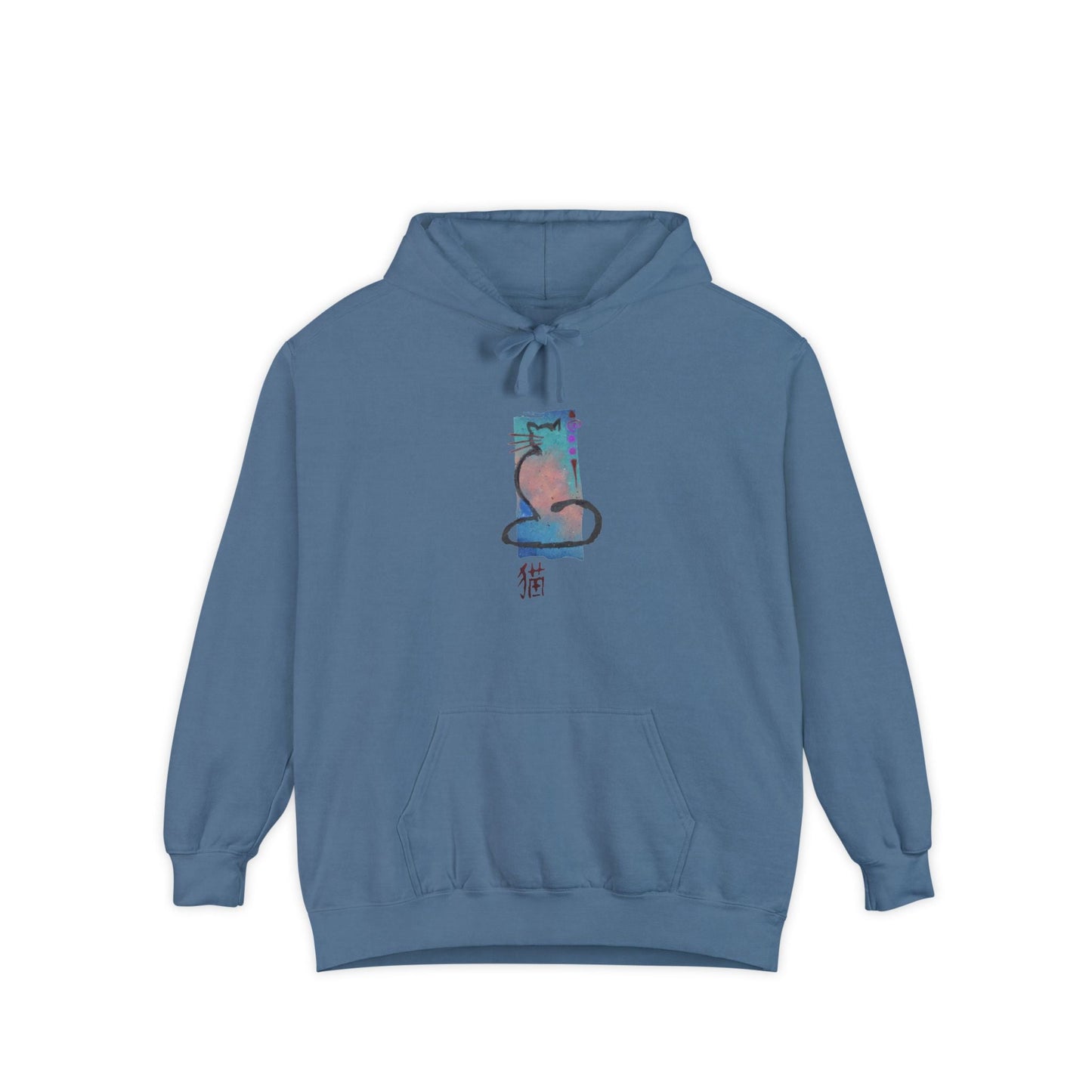 Unisex Garment - Dyed Hoodie Cat Design - Steel Pony