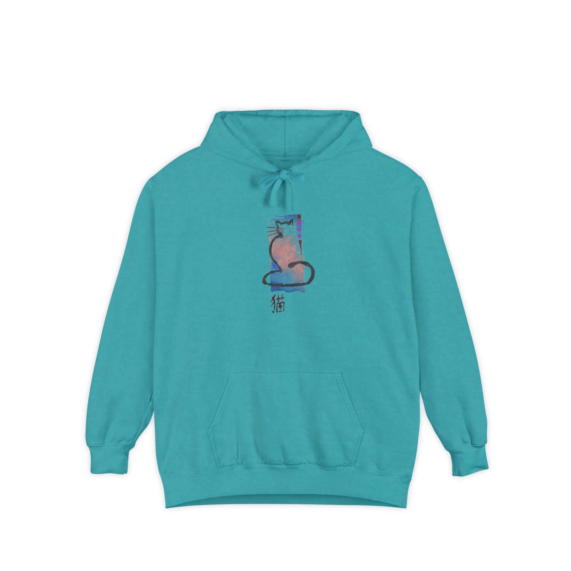 Unisex Garment - Dyed Hoodie Cat Design - Steel Pony