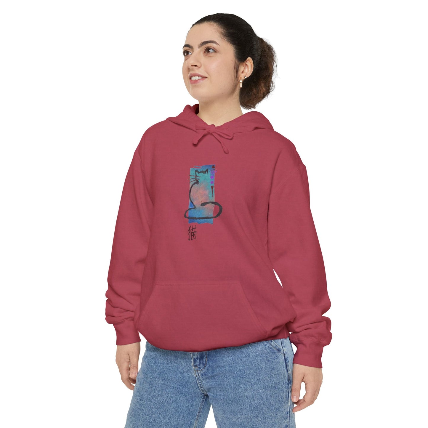 Unisex Garment - Dyed Hoodie Cat Design - Steel Pony